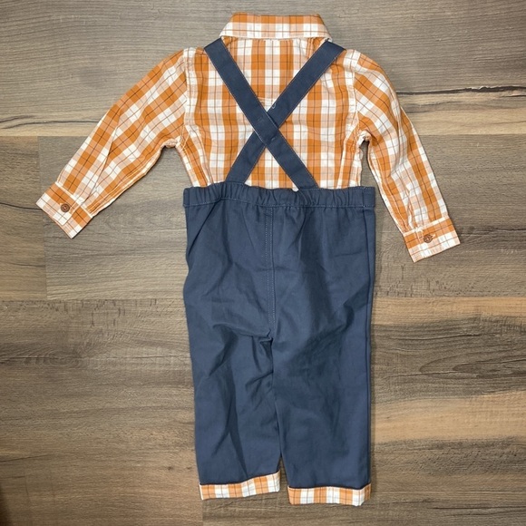 Tommy Bahama Baby Overalls and Orange Plaid Long Sleeve Shirt New Without Tags - Picture 11 of 12